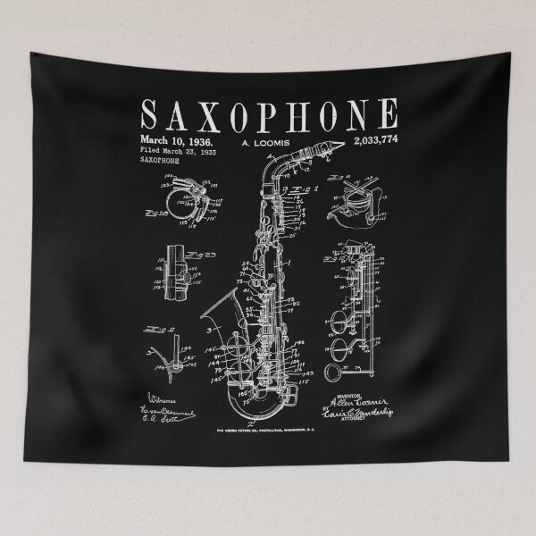 Item preview, Saxophone Old Vintage Patent Drawing Print designed and sold by GrandeDuc.