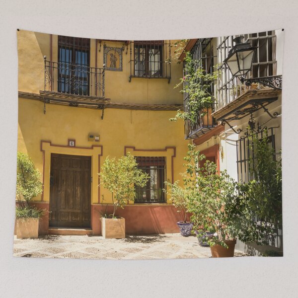 Item preview, Gallivanting Around Seville is Pure Charm - Andalusian Houses in White and Cyber Yellow designed and sold by Georgia Mizuleva.