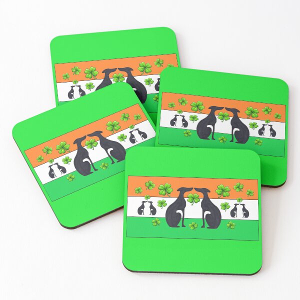 Item preview, Luck of the Irish Greyhounds with a Four Leaf Clover designed and sold by JaneWrenArt.