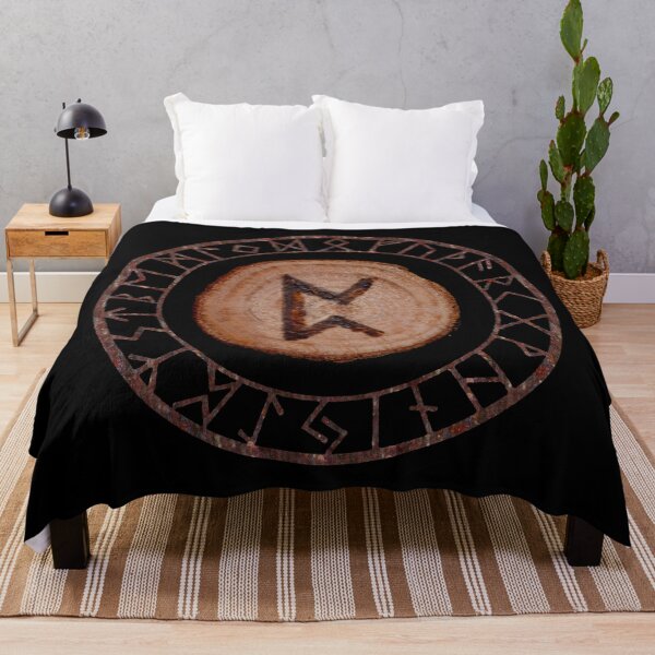 Perthro Elder Futhark Rune of fate and the unmanifest, probability, luck, nothingness, the unborn, living with the unknownart and magic of guessing Throw Blanket