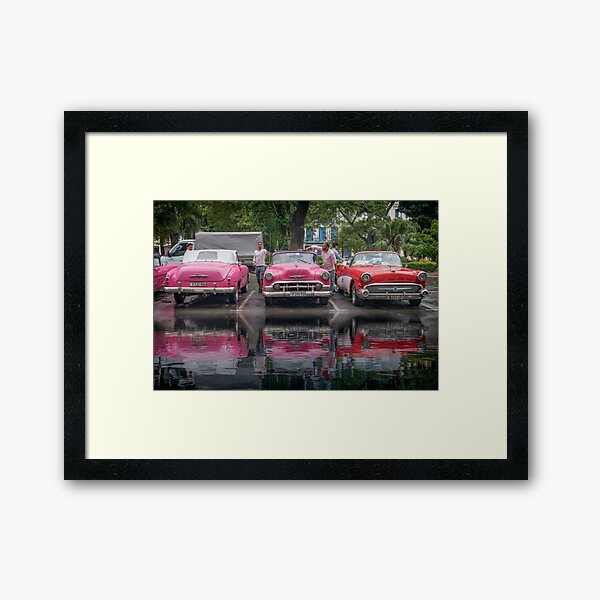 Car flood Havana, Cuba Framed Art Print