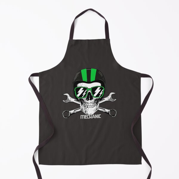 Item preview, Hippie Mechanic Skull with Green Helmet designed and sold by EvaWolf.