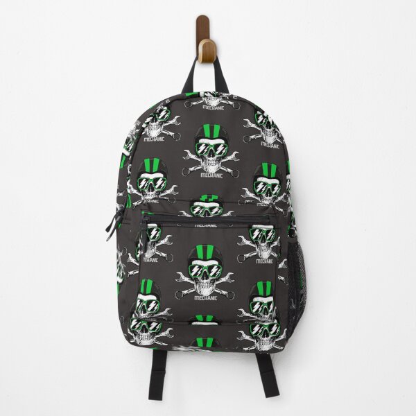 Item preview, Hippie Mechanic Skull with Green Helmet designed and sold by EvaWolf.