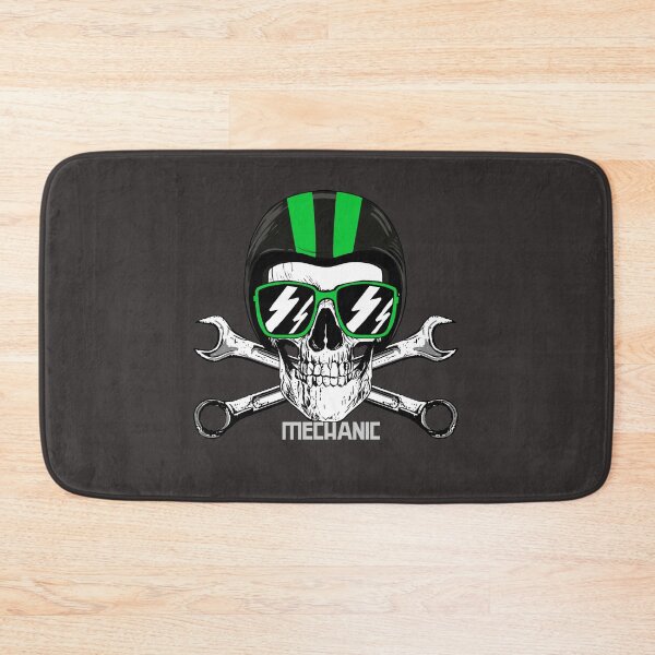 Item preview, Hippie Mechanic Skull with Green Helmet designed and sold by EvaWolf.