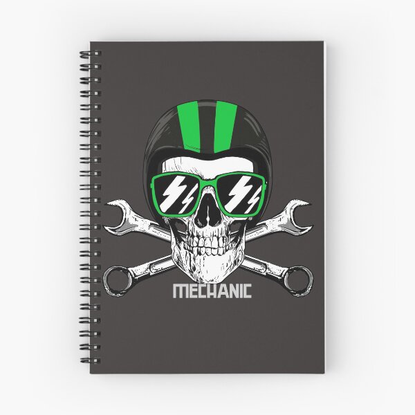 Item preview, Hippie Mechanic Skull with Green Helmet designed and sold by EvaWolf.