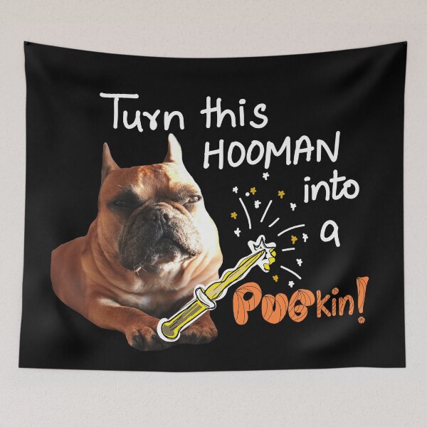 Item preview, Pug Halloween  T shirt graphic "Turn this Hooman into a Pugkin"  designed and sold by spooks draws.
