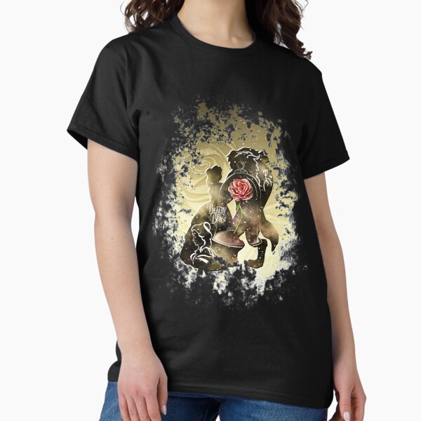 Beauty - Beast - Gold Red Rose Couple Romantic Magic Enchanted Love Classic T-Shirt