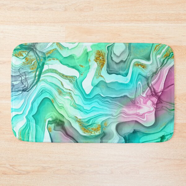 Item preview, Sparkling Ink Splashes in Aqua and Green with Gold Glitter designed and sold by WisdomInspired.