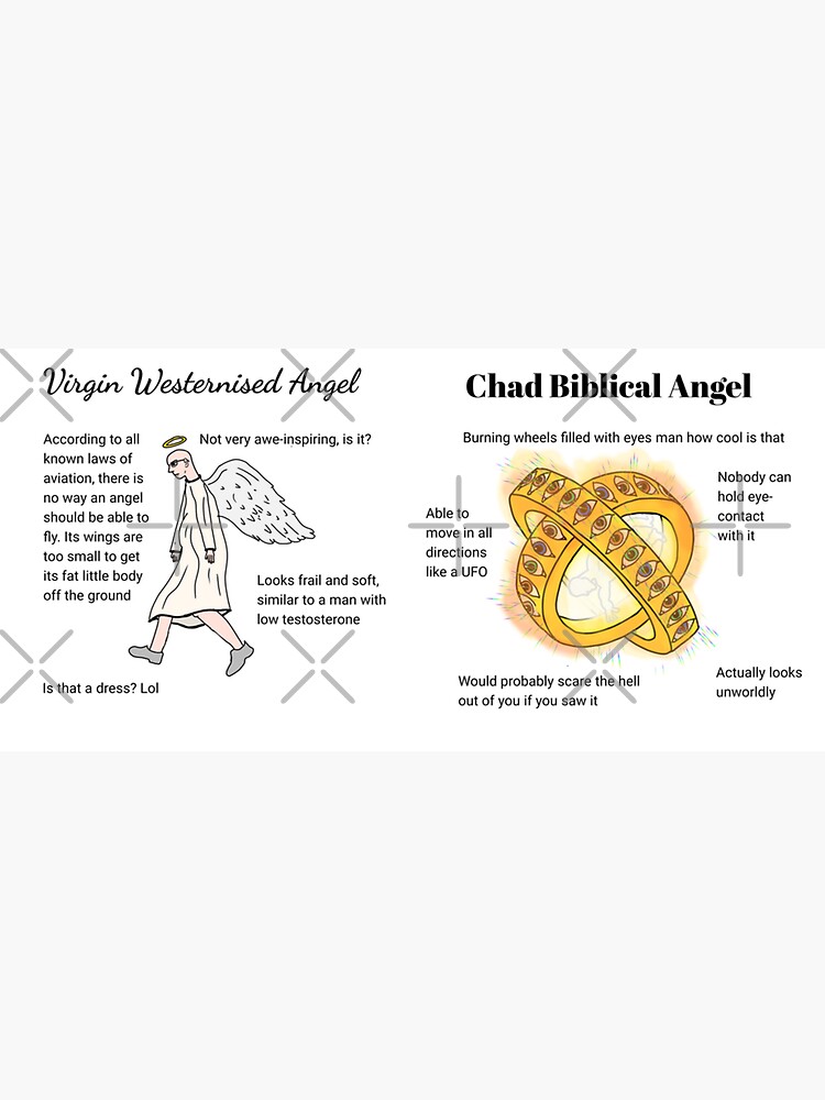 quot Virgin Western Angel vs Chad Biblical Angel quot Sticker for Sale by quot Virgin Western Angel vs Chad Biblical Angel quot Sticker for Sale by