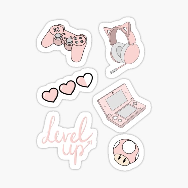 Sticker Sheet Gaming Pastel Pink Sticker