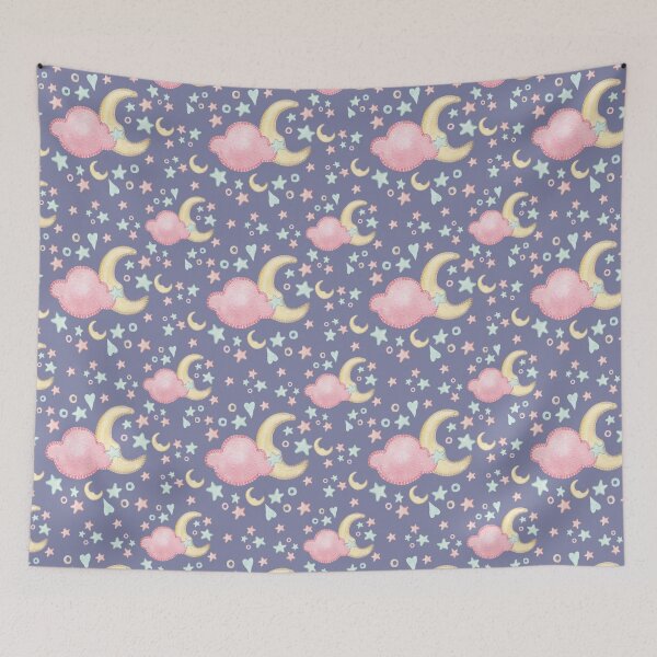 Item preview, Goodnight Moon and Stars - with Embroidered Effect designed and sold by madtoyman.