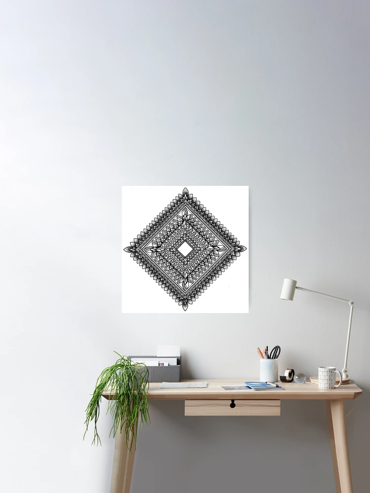 Mandala white diamond 3D modern art prints on canvas - TenStickers