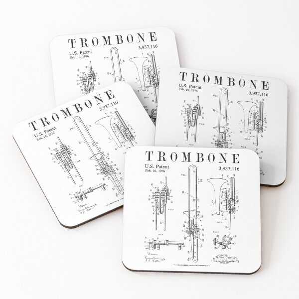 Item preview, Trombone Old Vintage Patent Drawing Print designed and sold by GrandeDuc.