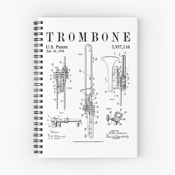Item preview, Trombone Old Vintage Patent Drawing Print designed and sold by GrandeDuc.