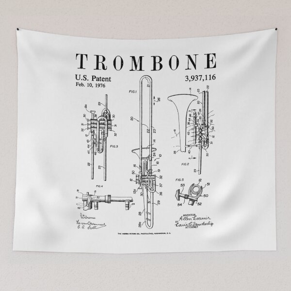 Item preview, Trombone Old Vintage Patent Drawing Print designed and sold by GrandeDuc.