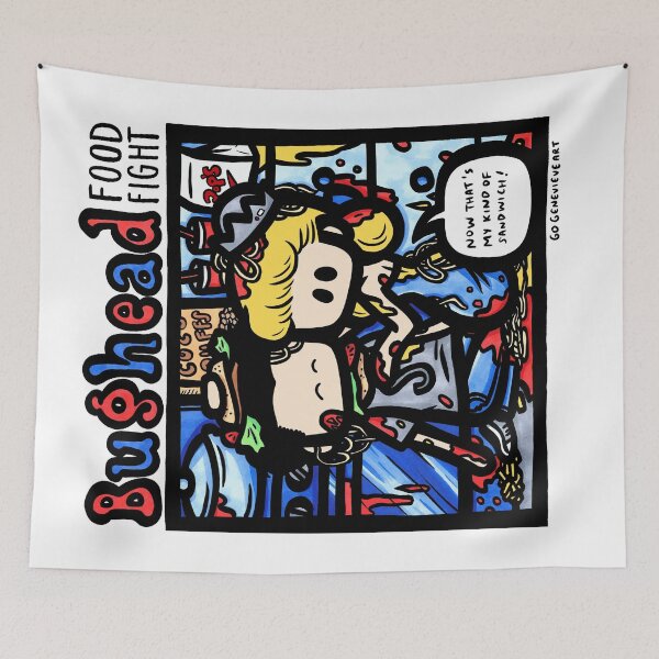 Item preview, Blonde Girl and Raven Boy Comics Pinup Food Fight  designed and sold by gogenevieve.
