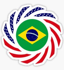 Brazilian American Multinational Patriot Flag Series Sticker