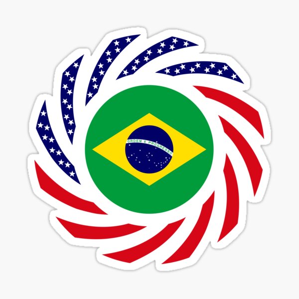Brazilian American Multinational Patriot Flag Series Sticker