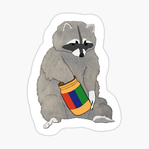 Raccoon Eating Peanut Butter Sticker