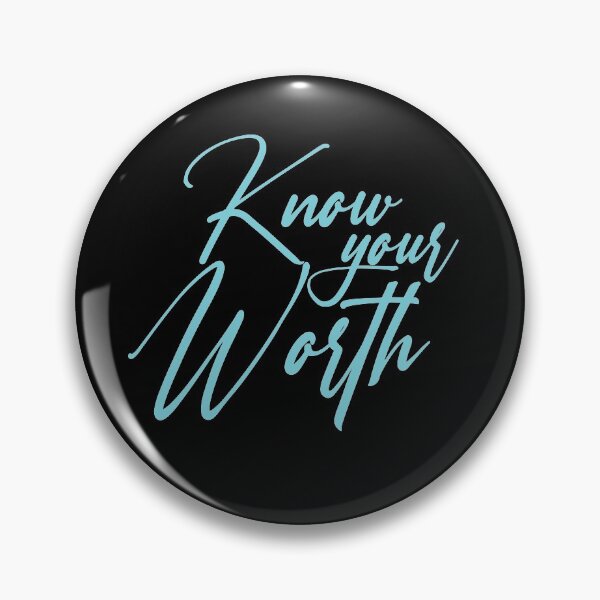 Item preview, Know your worth in neon light blue on black designed and sold by Mandala & More.