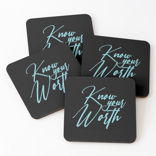 Item preview, Know your worth in neon light blue on black designed and sold by Samridhi Verma.