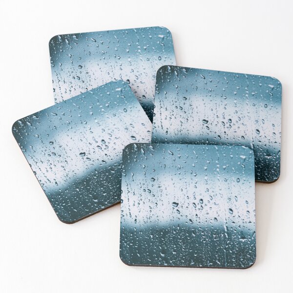 Item preview, Drops Of Water Or Rain On Wet Glass Background. Moody Photo In Cold Blue Color. designed and sold by GrishkaBruev.