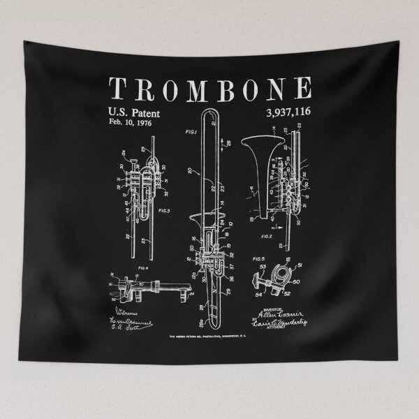 Item preview, Trombone Old Vintage Patent Drawing Print designed and sold by GrandeDuc.