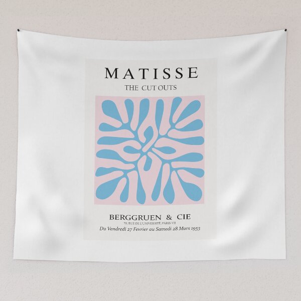 Item preview, blue pink minimal modern art print inspired by Henri Matisse's  designed and sold by shreya ranjan.