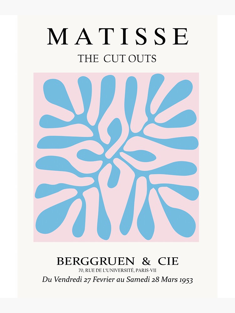 Thumbnail 3 of 3, Sticker, blue pink minimal modern art print inspired by Henri Matisse's designed and sold by ashu6ashu.