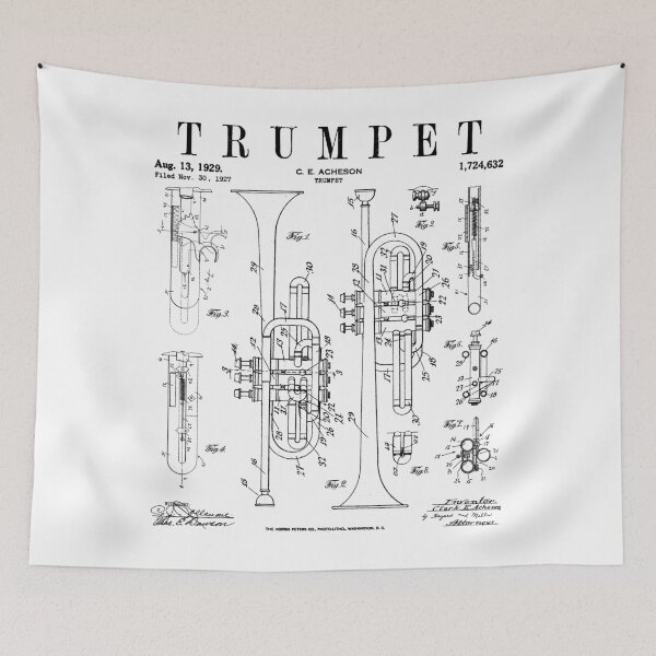 Item preview, Trumpet Vintage Patent Trumpetist Drawing Print designed and sold by GrandeDuc.