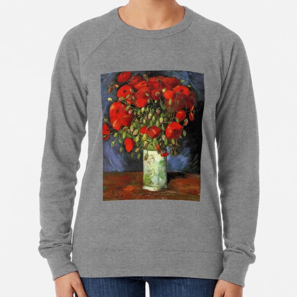 Vase with Red Poppies-Vincent van Gogh Lightweight Sweatshirt