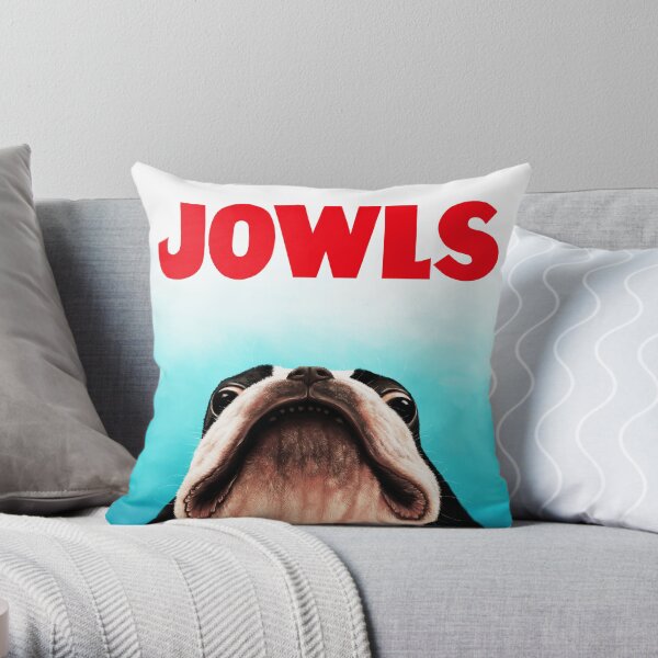 Jowls Boston Terrier poster Throw Pillow