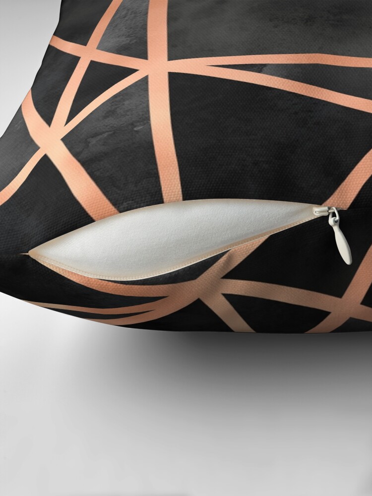 Thumbnail 2 of 4, Pillow, Black and Copper Geo designed and sold by Blue-Banana.