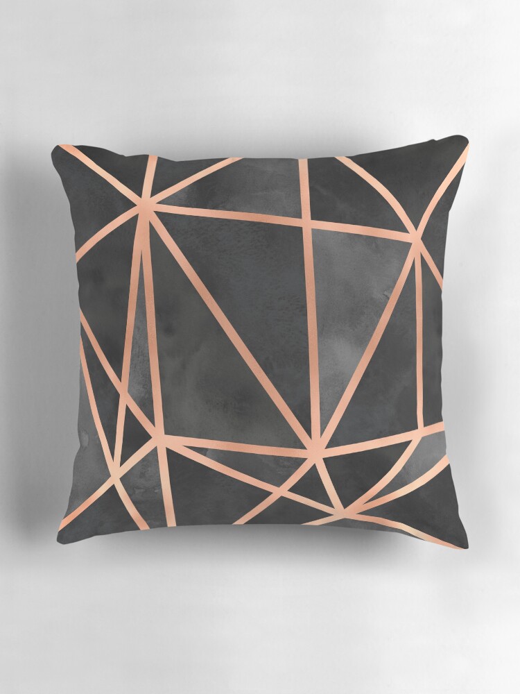 Thumbnail 3 of 4, Pillow, Black and Copper Geo designed and sold by Blue-Banana.