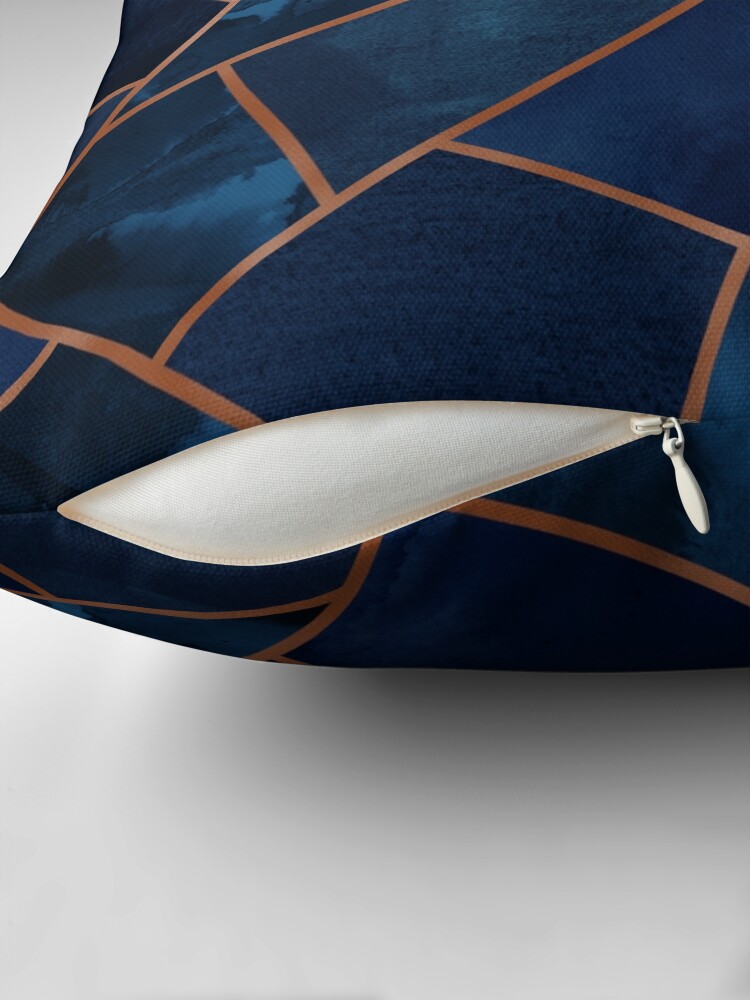 Thumbnail 2 of 4, Pillow, Navy & Copper Geo designed and sold by Blue-Banana.