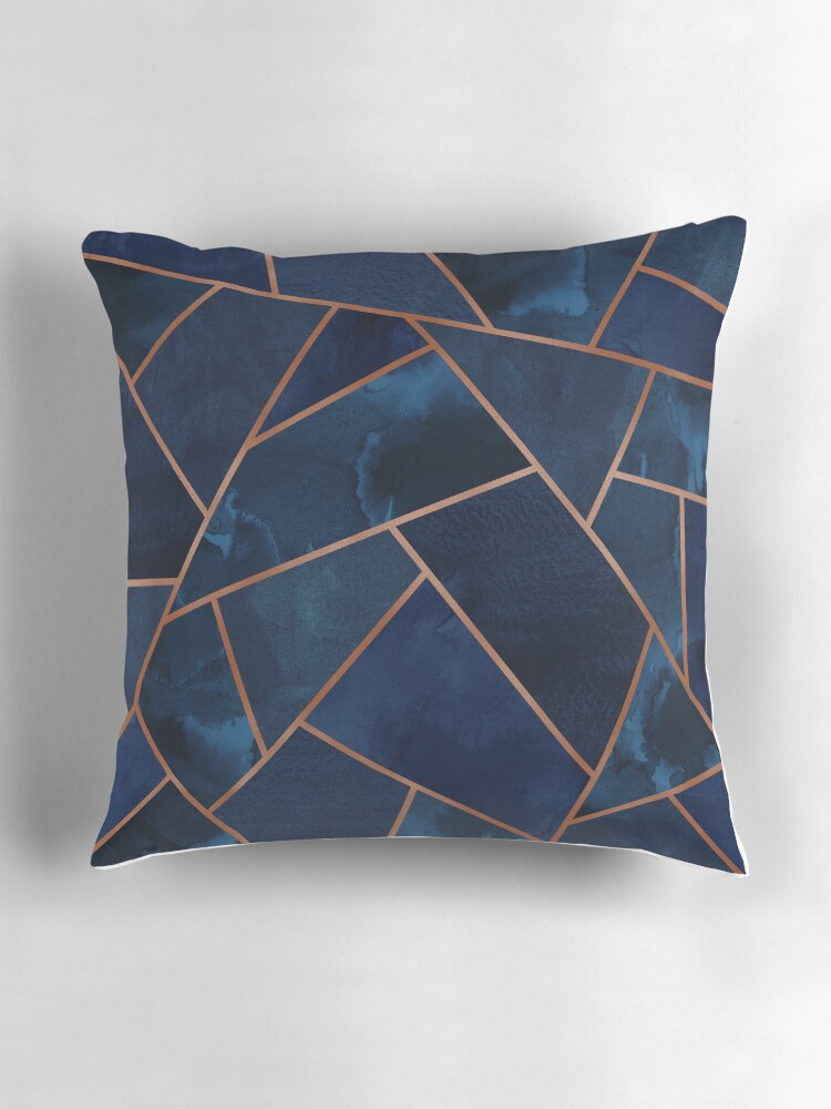Thumbnail 3 of 4, Pillow, Navy & Copper Geo designed and sold by Blue-Banana.