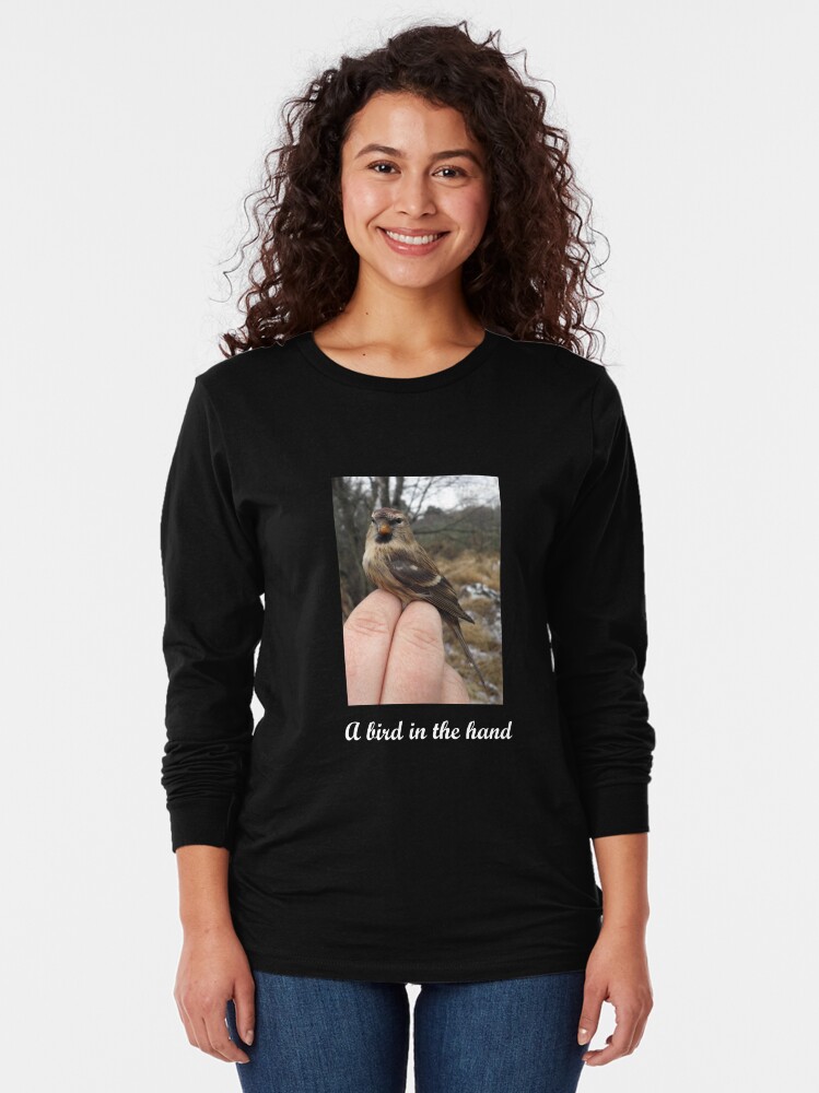 Alternate view of A bird in the hand (Redpoll) Long Sleeve T-Shirt