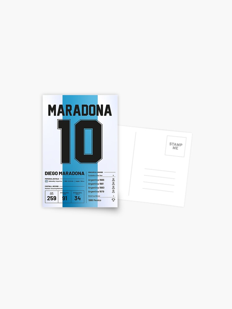 Carte Postale Diego Maradona Statistiques Argentine Cadeau De Fete Des Peres Motivation Sports Numero 7 Imprimer Art Mural Football Coupe Du Monde Affiche Par Footi Goods Redbubble