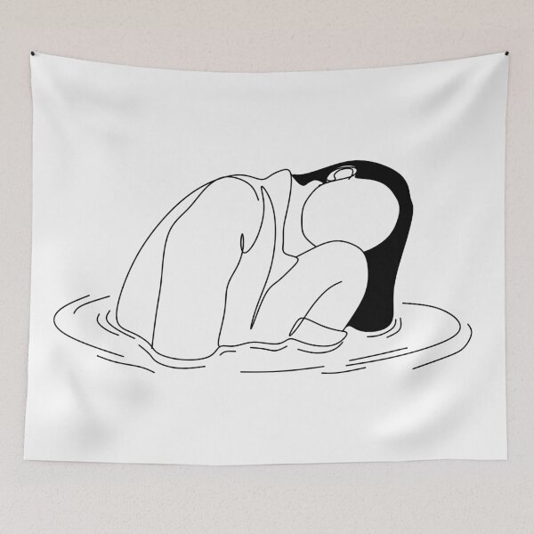 Item preview, Girl in a puddle of water, Mental health Woman line art. Bipolar depression. Self love journey. Anxiety. Depression awareness, love of self designed and sold by OneLinePrint.