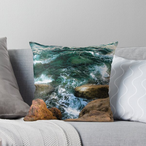 Item preview, Deep Sea Green Waves Breaking On Rocks designed and sold by AnnaMirella.