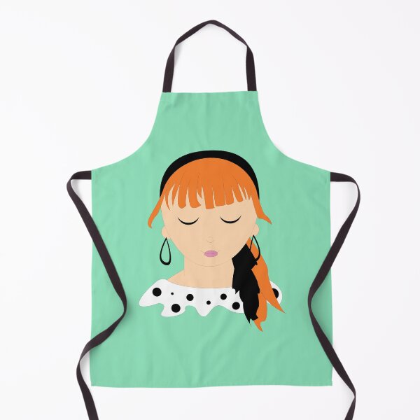 Item preview, Cute red head girl wearing dotted white dress and black scarf designed and sold by SGS-.