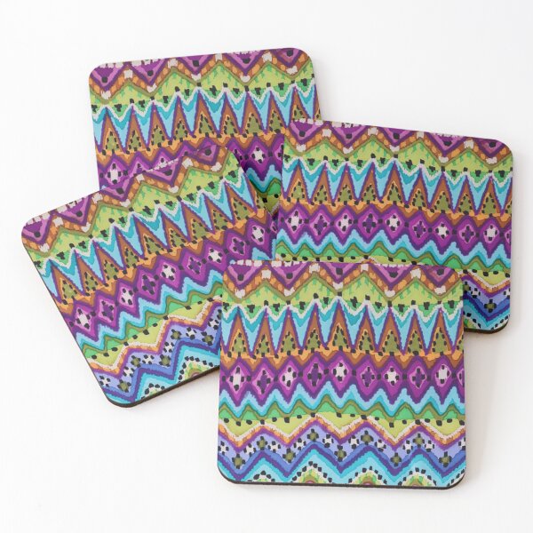 Item preview, Chevron, Warp, Ikat, Stripe, in Turquoise, Magenta, Green, and Blue designed and sold by Leslie Rogers Todder.