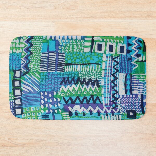 Item preview, Batik in Blue and Green African Geometric designed and sold by Leslie Rogers Todder.