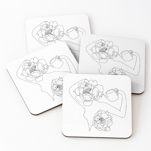 Item preview, woman flower watering herself line drawing , blooming body line art , self-love. mental health designed and sold by OneLinePrint.