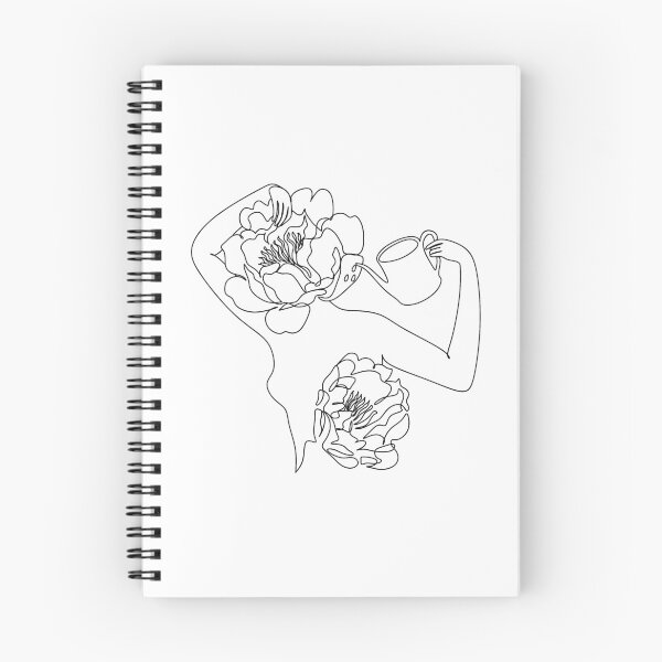 Item preview, woman flower watering herself line drawing , blooming body line art , self-love. mental health designed and sold by OneLinePrint.