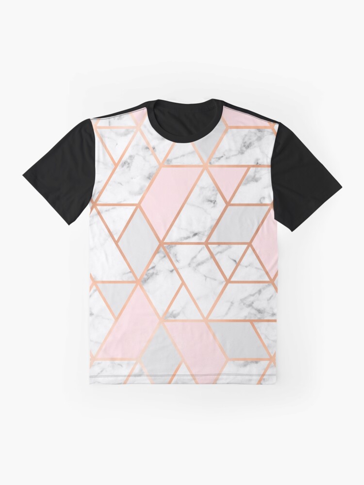 Rose Gold, Pink, Grey & Marble Geo Lines | Graphic T-Shirt