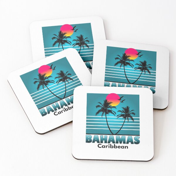 Bahamas Nassau Caribbean Summer Beach Souvenir tshirt Coasters (Set of 4)