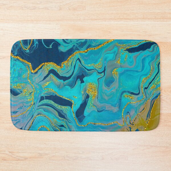 Item preview, Sparkling Ink Splashes in Mermaid Blue Colors with Gold Glitter designed and sold by WisdomInspired.