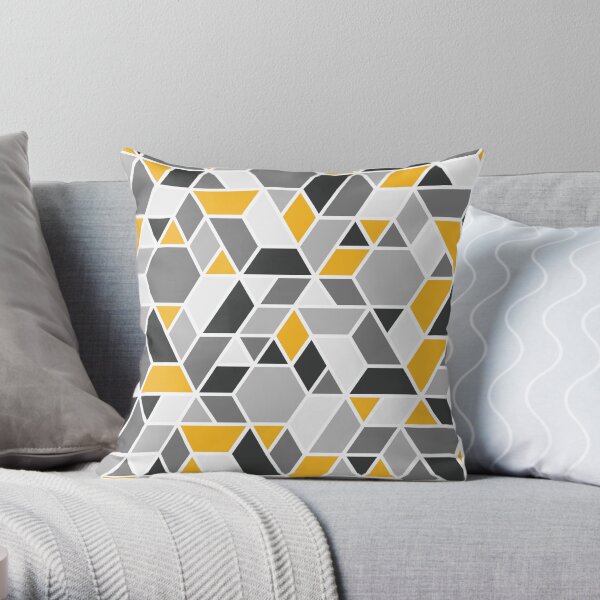 Abstract Geo - Yellow & Grey Throw Pillow