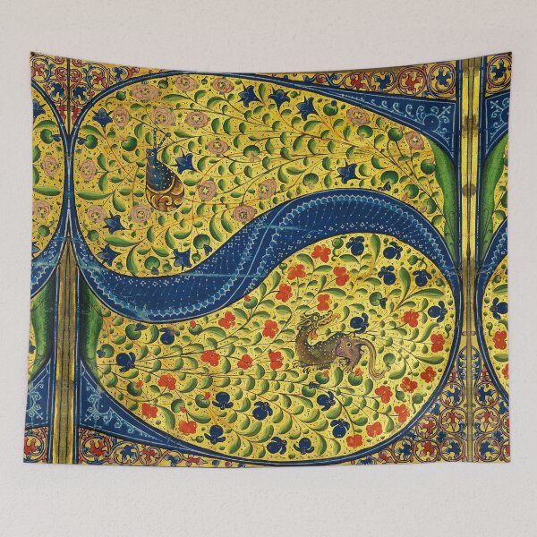 Item preview, WEIRD MEDIEVAL BESTIARY  S LETTER  INHABITED by SNAIL AND DRAGON AMONG COLORFUL FLOWERS designed and sold by BulganLumini.